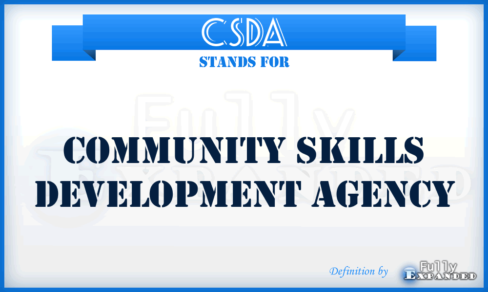 CSDA - Community Skills Development Agency