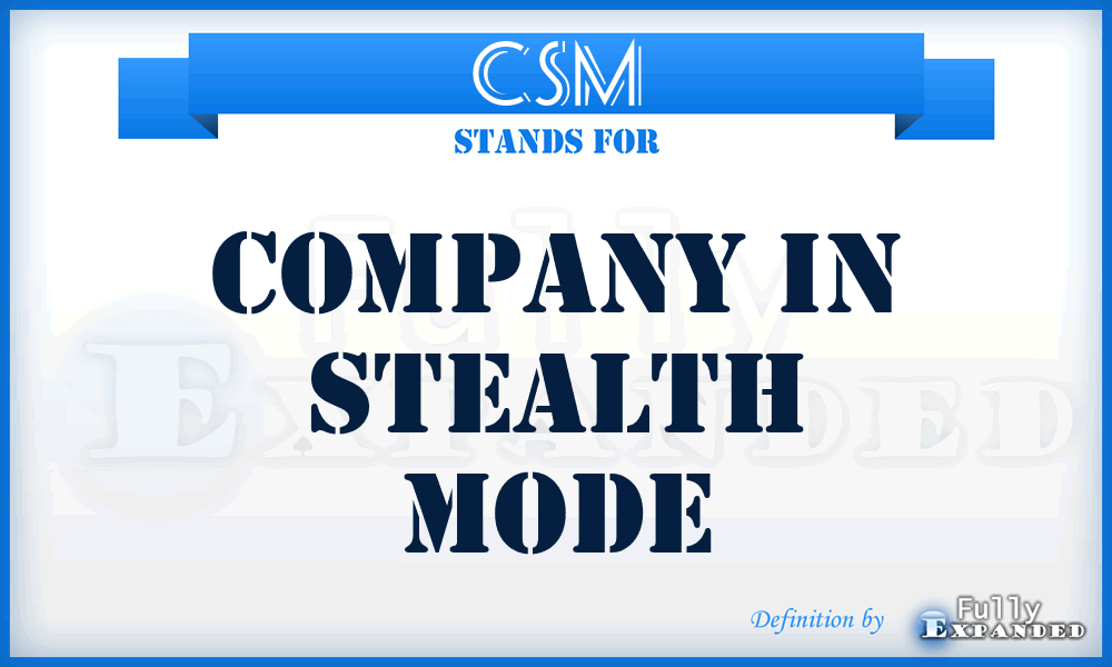 CSM - Company in Stealth Mode