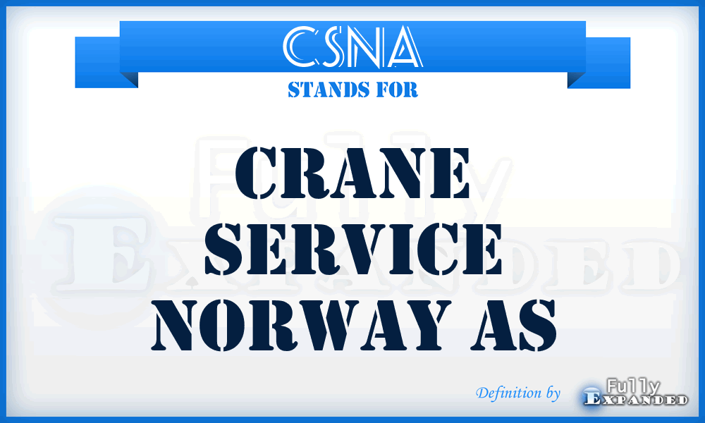 CSNA - Crane Service Norway As