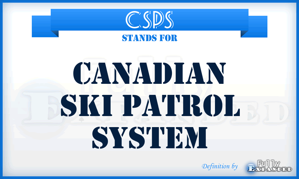 CSPS - Canadian Ski Patrol System