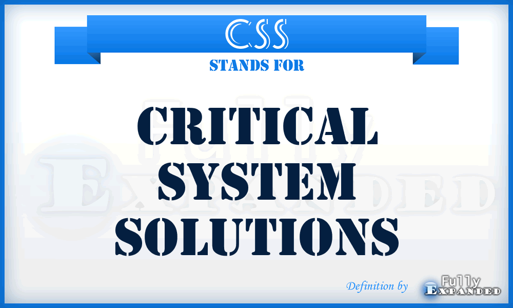 CSS - Critical System Solutions