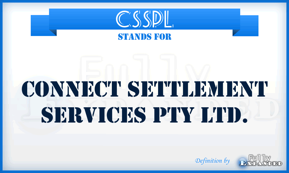 CSSPL - Connect Settlement Services Pty Ltd.