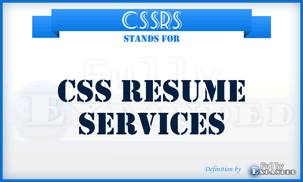 CSSRS - CSS Resume Services