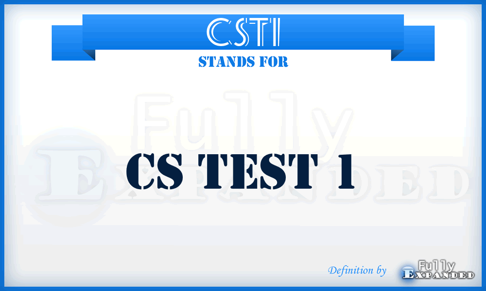 CST1 - CS Test 1