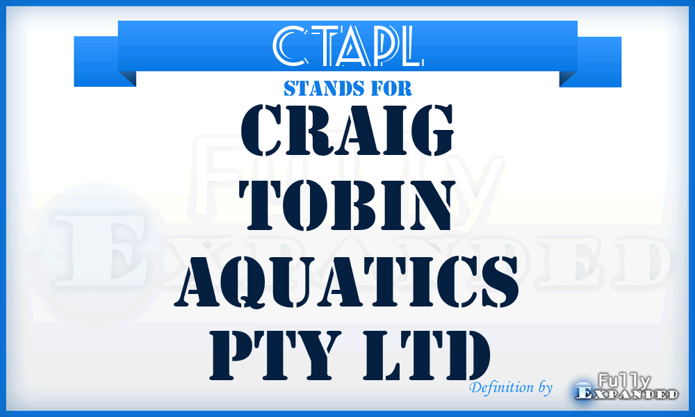 CTAPL - Craig Tobin Aquatics Pty Ltd