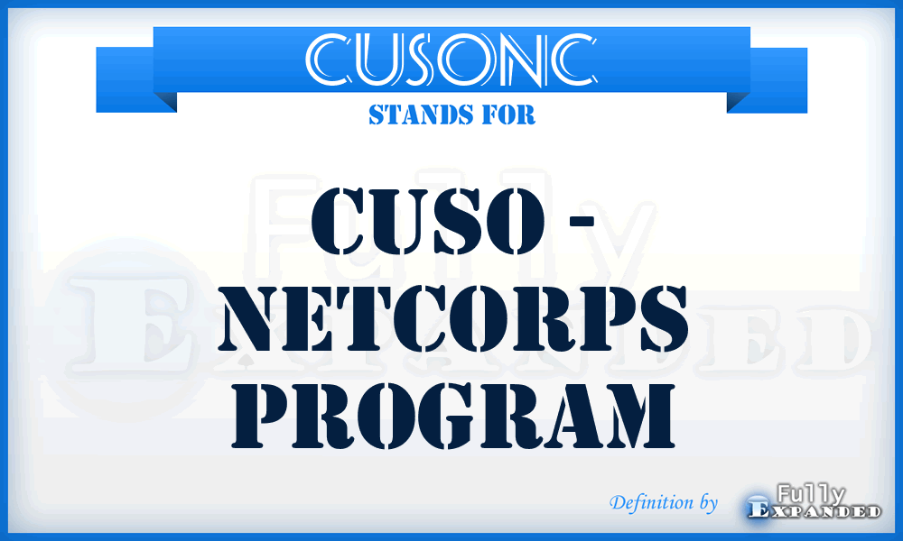 CUSONC - CUSO - NetCorps program