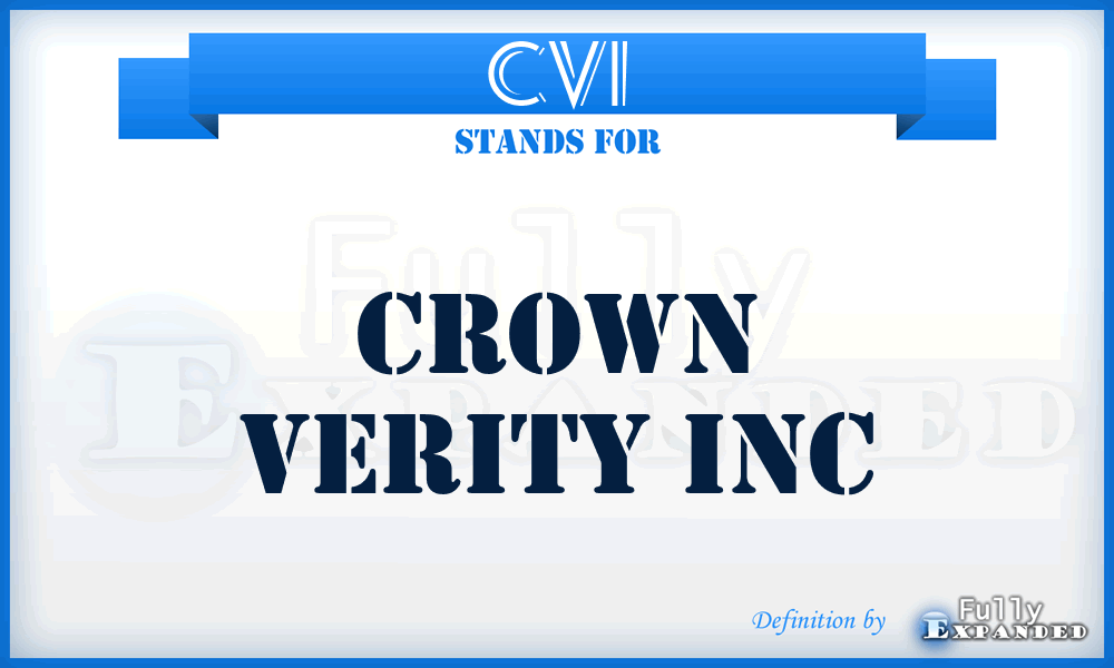 CVI - Crown Verity Inc