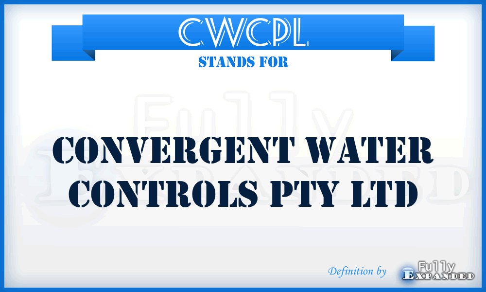 CWCPL - Convergent Water Controls Pty Ltd