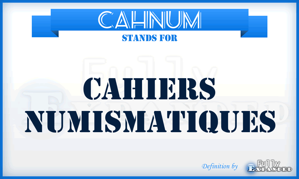 CahNum - Cahiers numismatiques