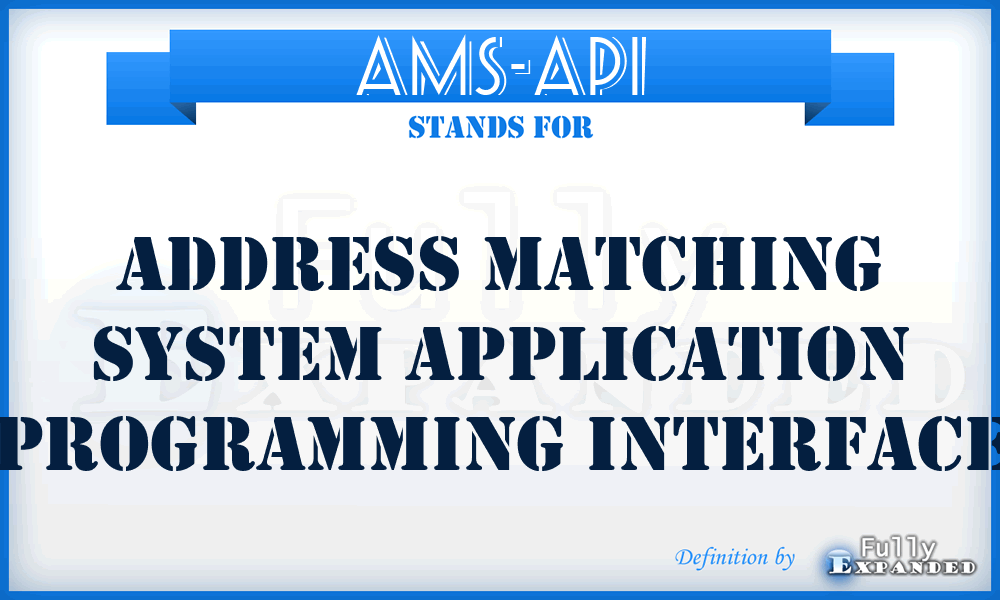 AMS-API - Address Matching System Application Programming Interface