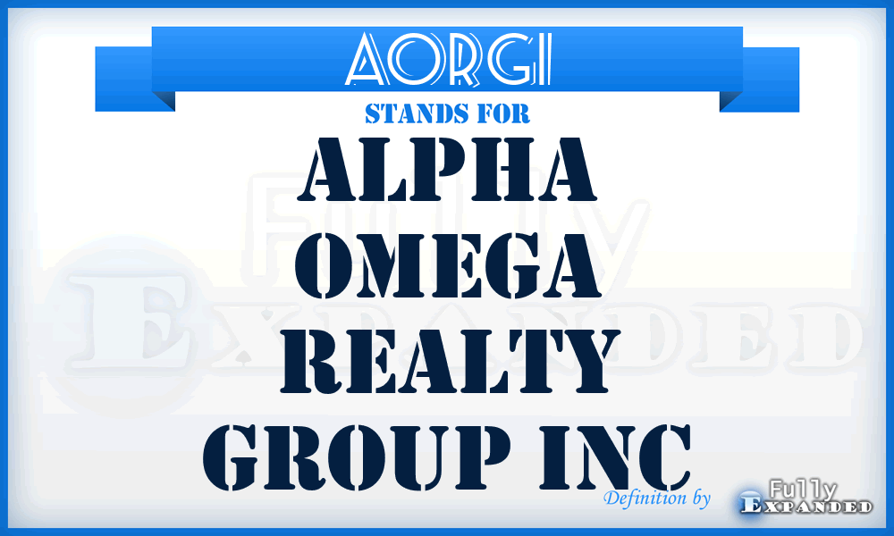 AORGI - Alpha Omega Realty Group Inc