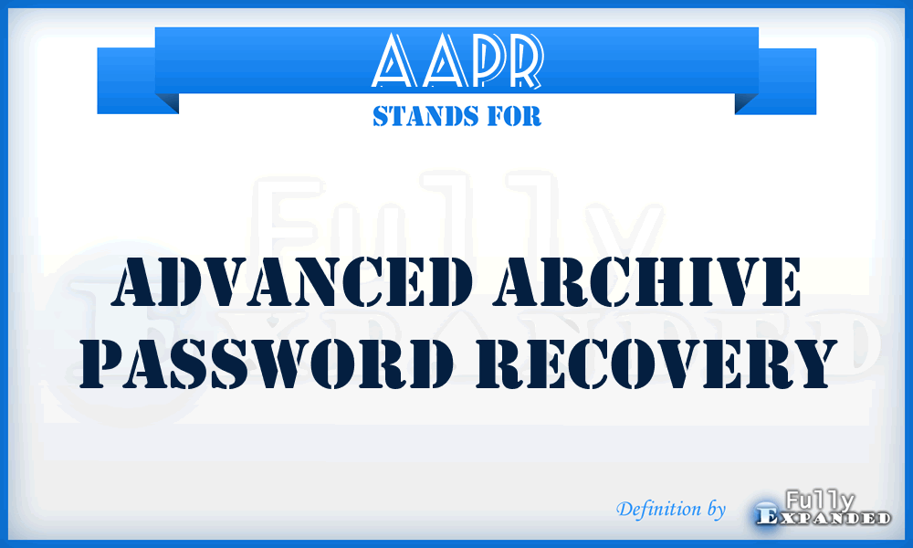 AAPR - Advanced Archive Password Recovery