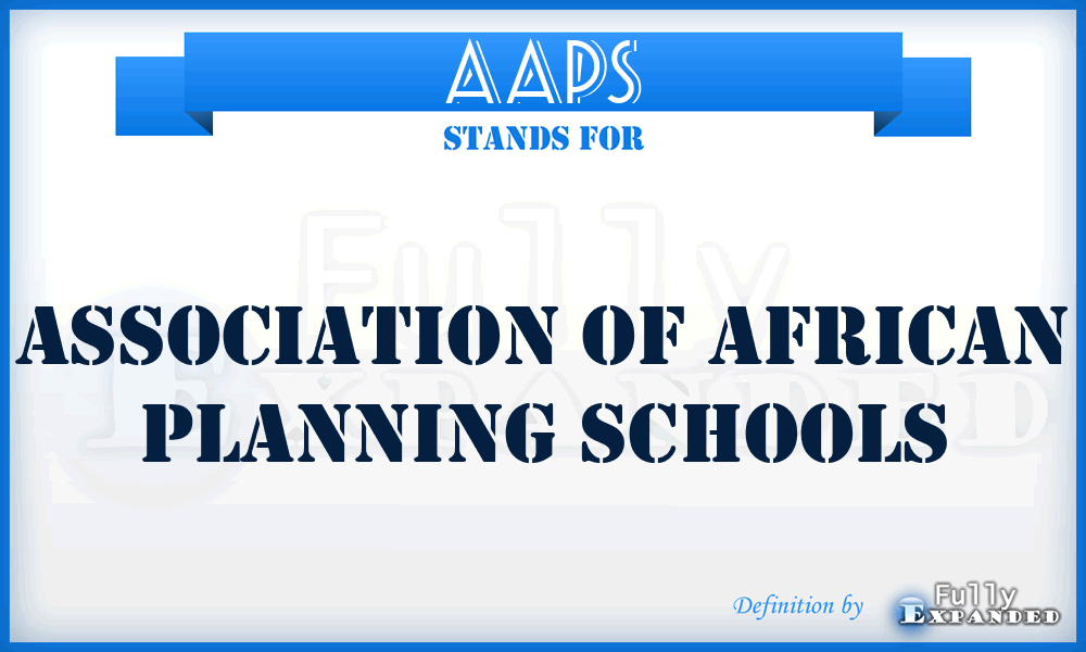 AAPS - Association of African Planning Schools