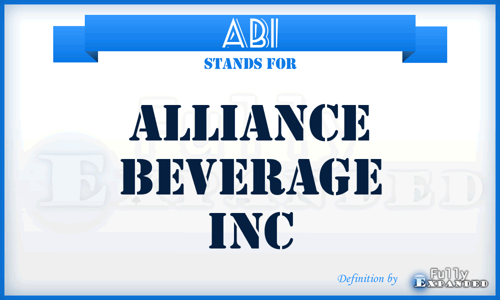 ABI - Alliance Beverage Inc