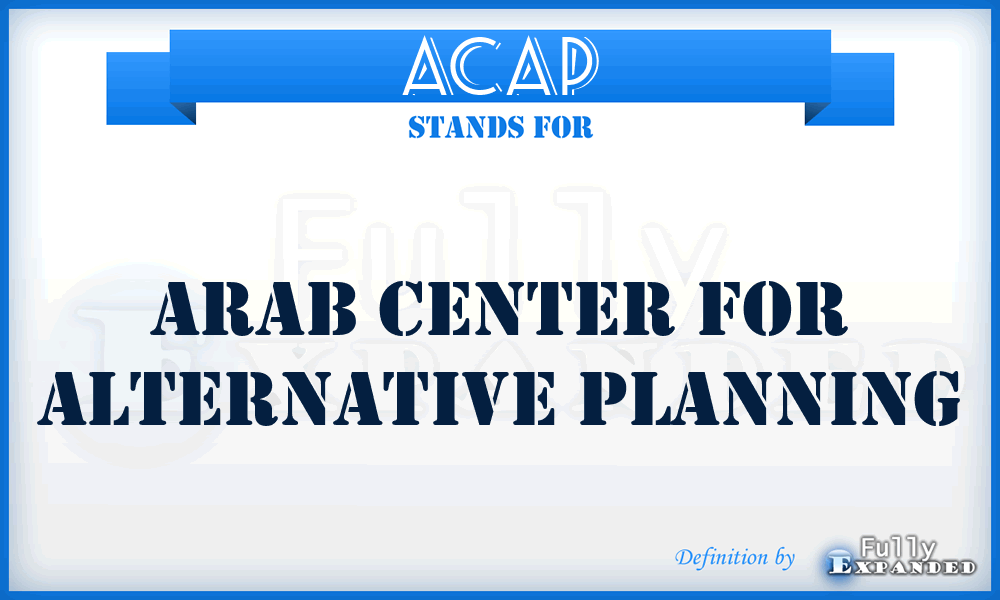 ACAP - Arab Center for Alternative Planning