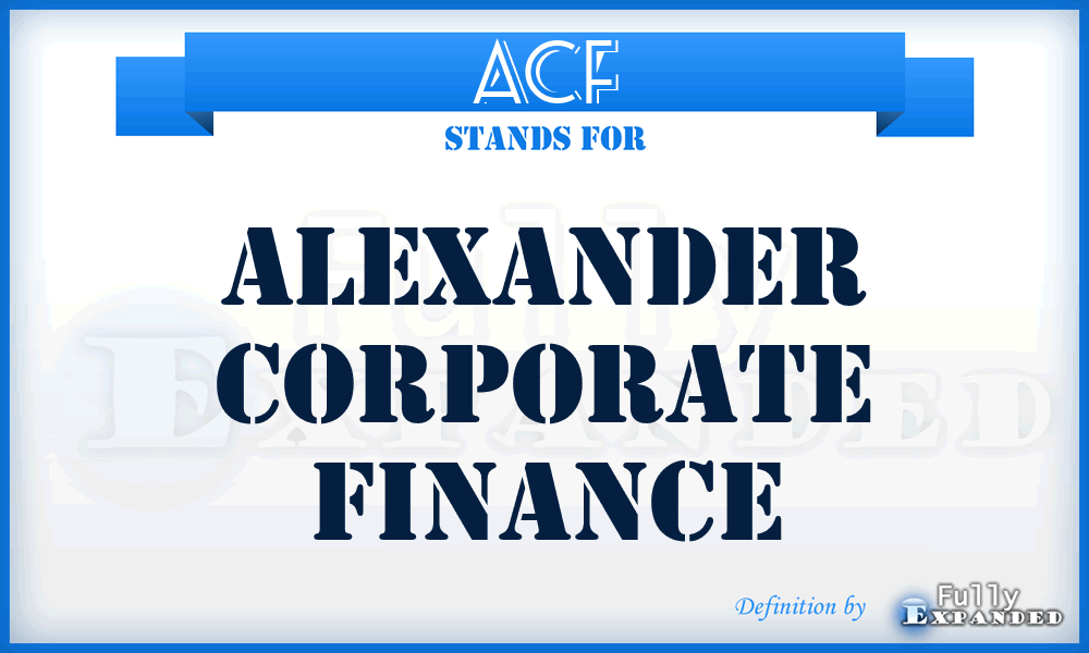 ACF - Alexander Corporate Finance