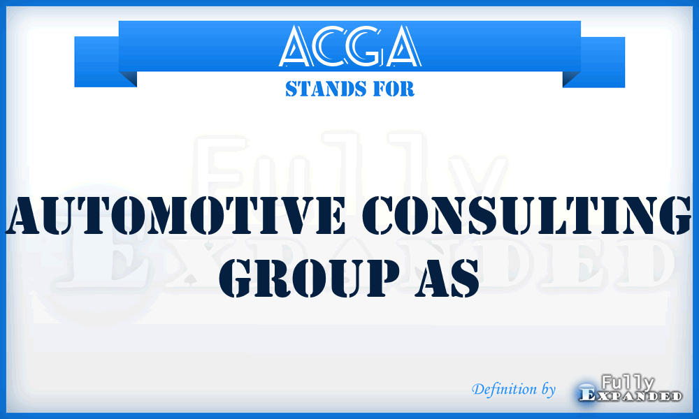 ACGA - Automotive Consulting Group As