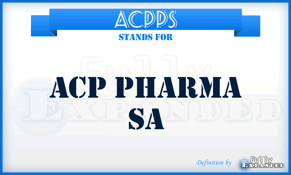 ACPPS - ACP Pharma Sa