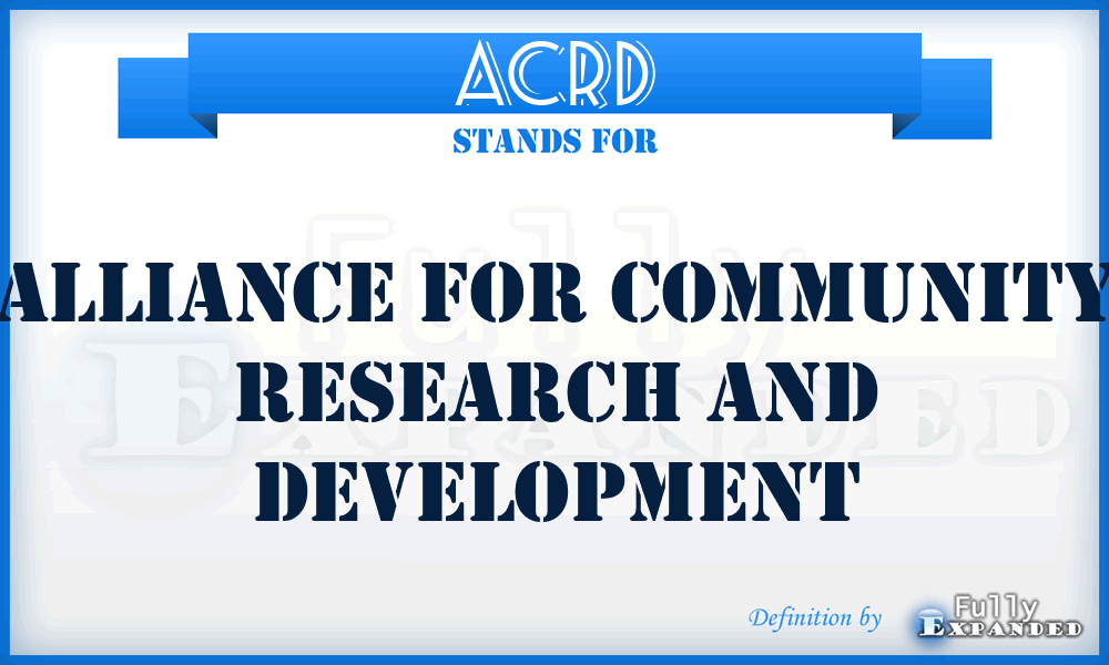 ACRD - Alliance for Community Research and Development