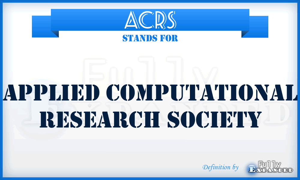 ACRS - Applied Computational Research Society
