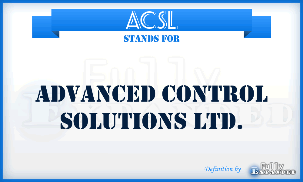 ACSL - Advanced Control Solutions Ltd.
