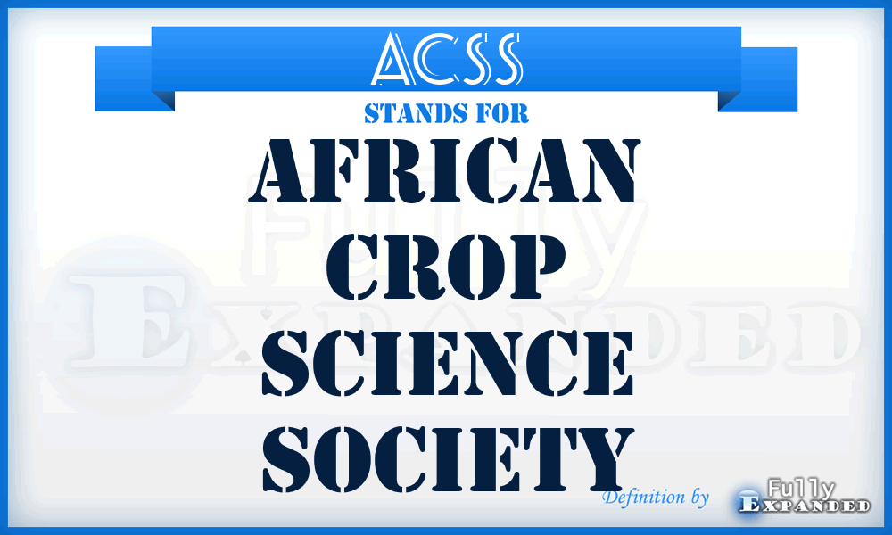 ACSS - African Crop Science Society