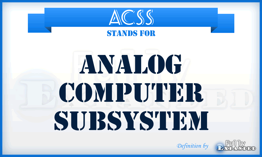 ACSS - analog computer subsystem