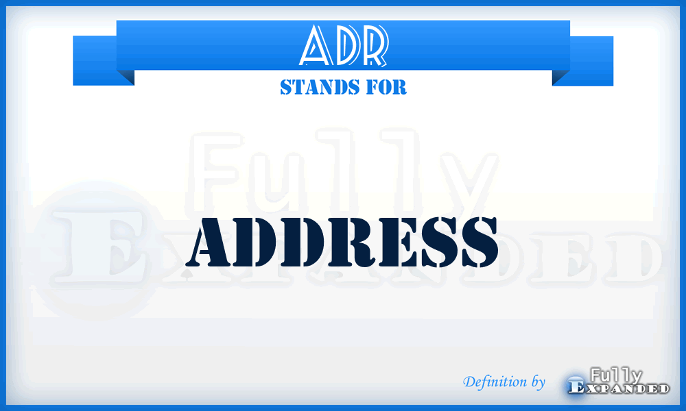 ADR - address