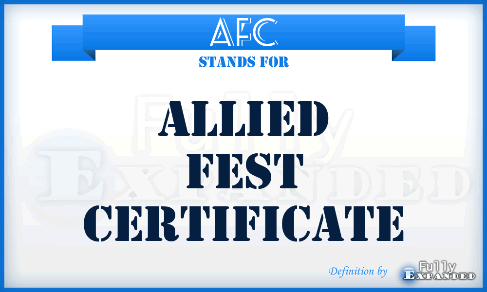 AFC - Allied Fest Certificate