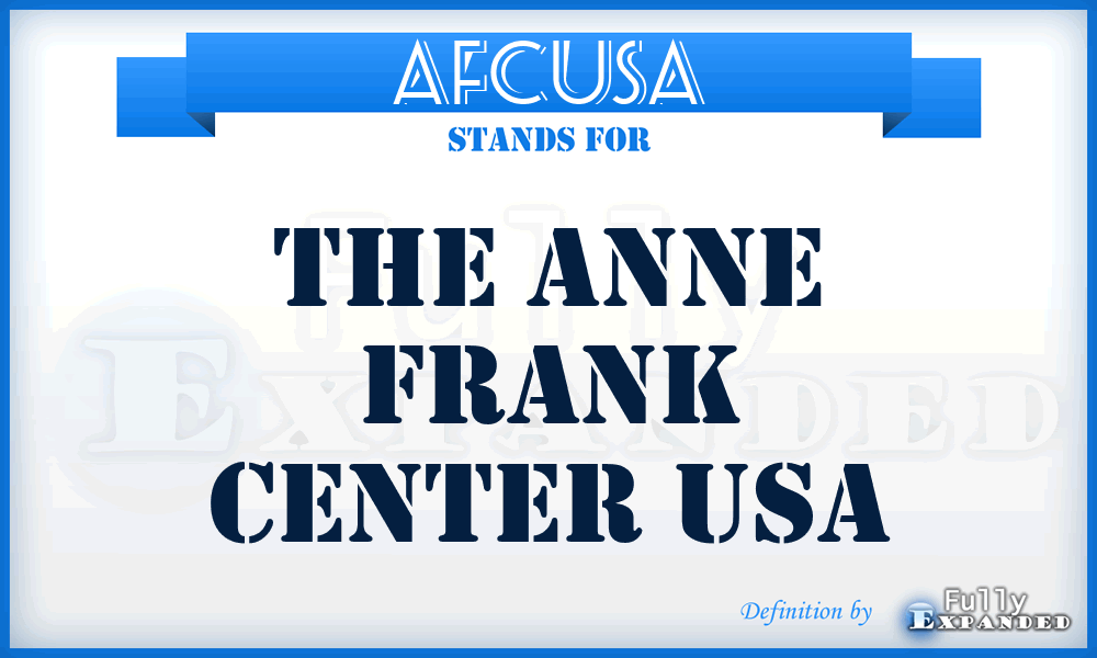 AFCUSA - The Anne Frank Center USA