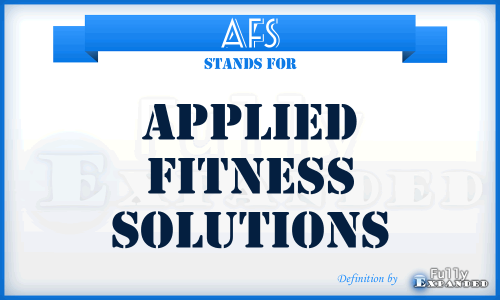 AFS - Applied Fitness Solutions