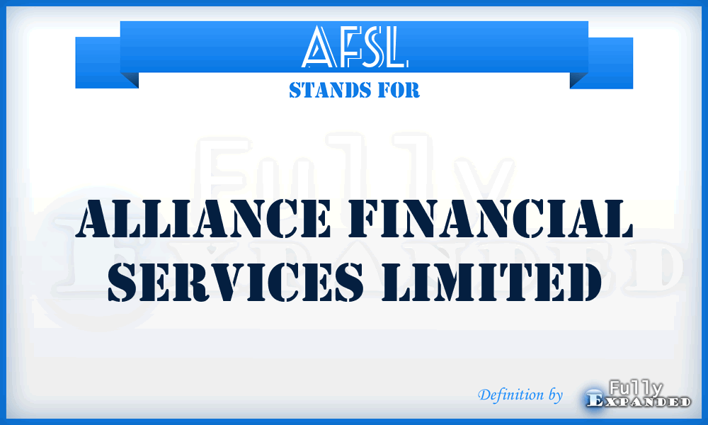 AFSL - Alliance Financial Services Limited