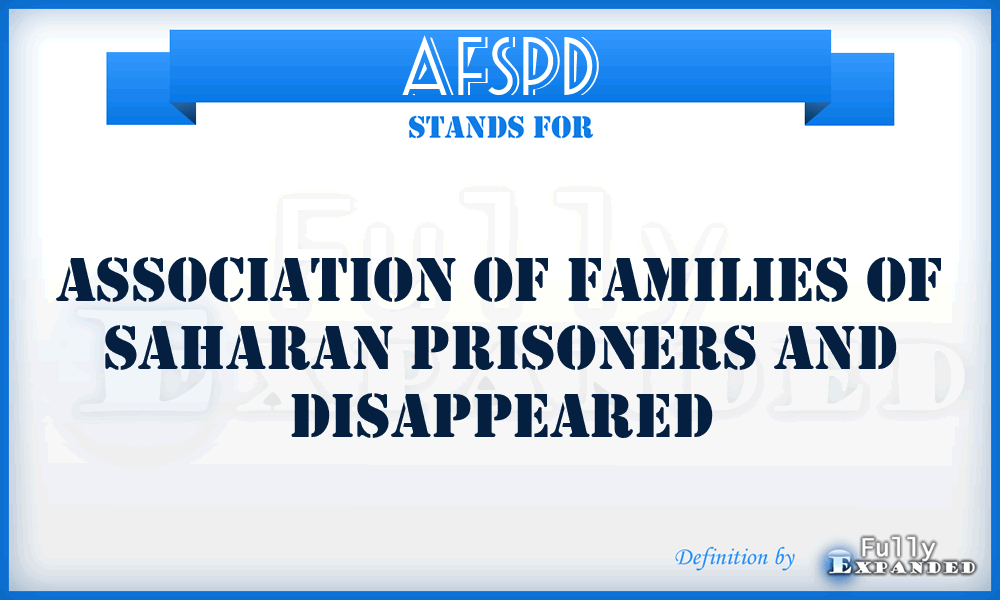 AFSPD - Association of Families of Saharan Prisoners and Disappeared