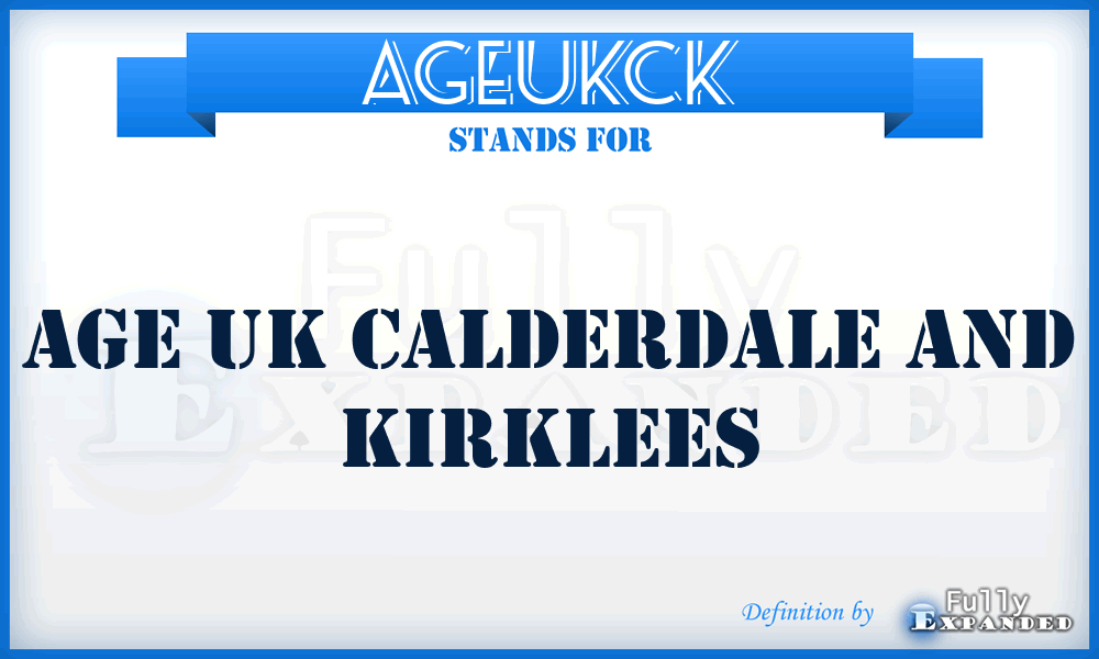 AGEUKCK - AGE UK Calderdale and Kirklees