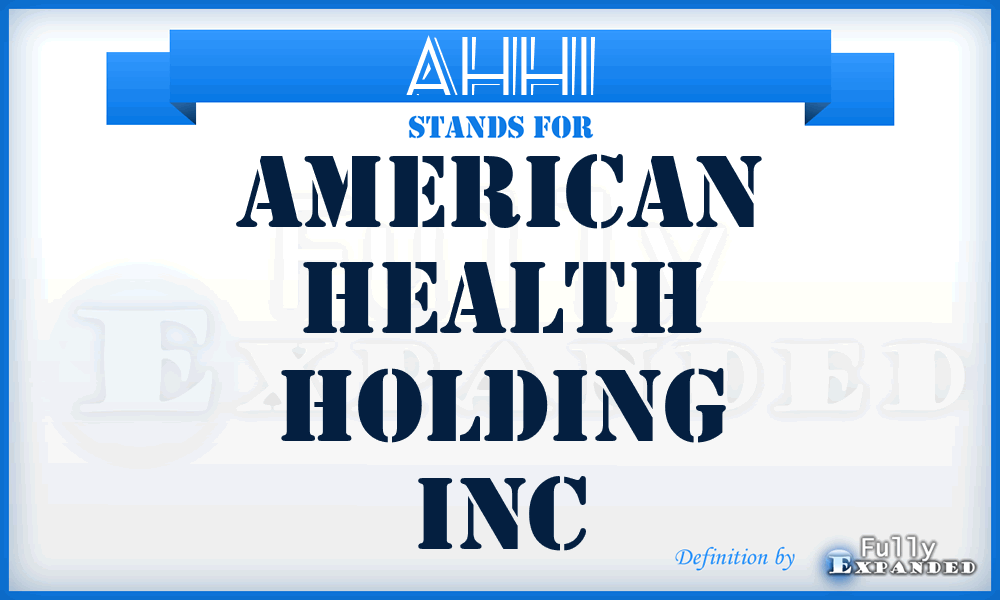 AHHI - American Health Holding Inc