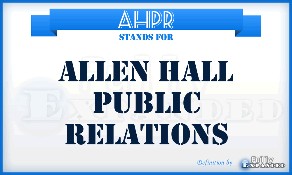 AHPR - Allen Hall Public Relations