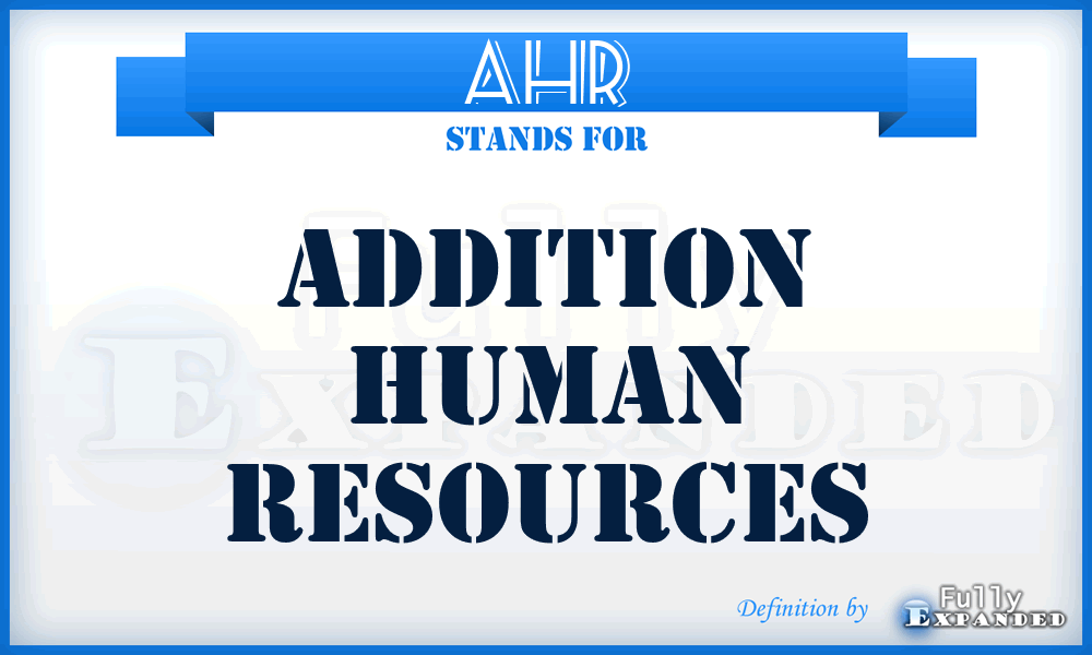 AHR - Addition Human Resources