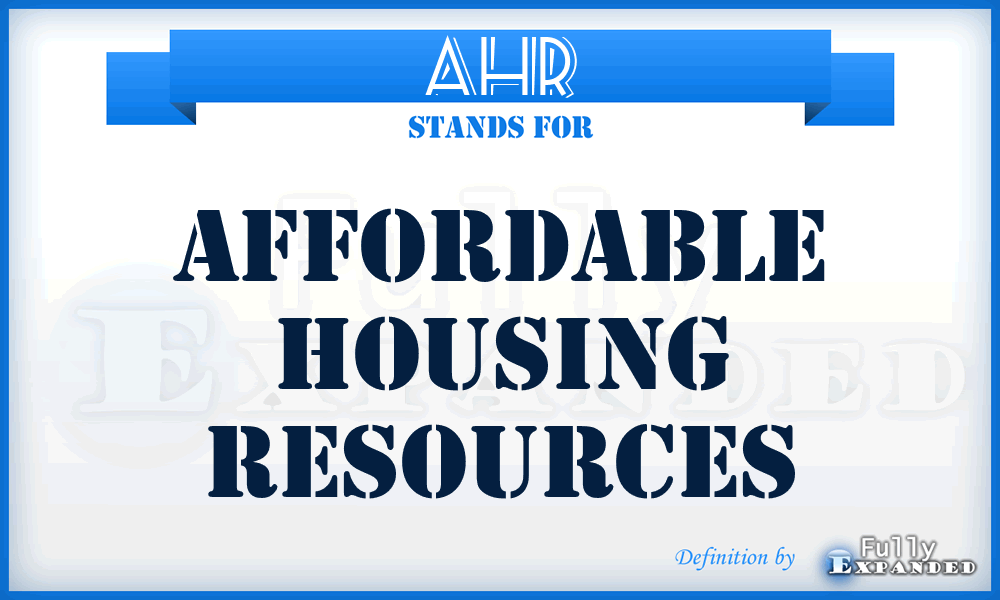 AHR - Affordable Housing Resources