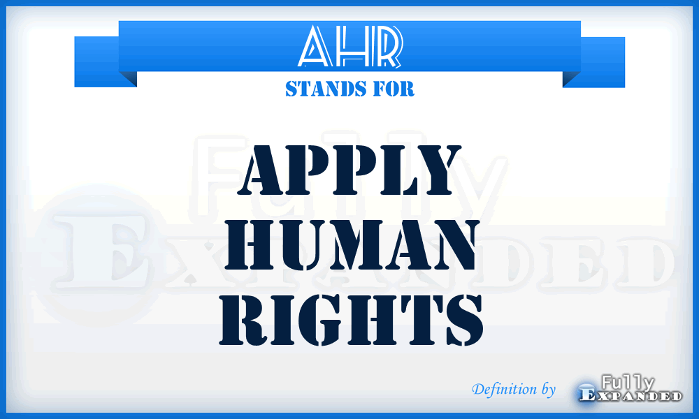 AHR - Apply Human Rights