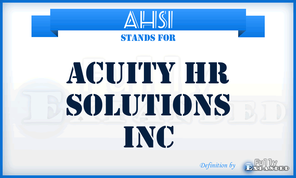 AHSI - Acuity Hr Solutions Inc