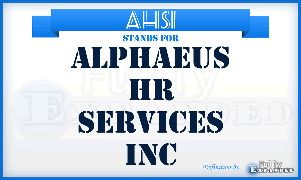 AHSI - Alphaeus Hr Services Inc