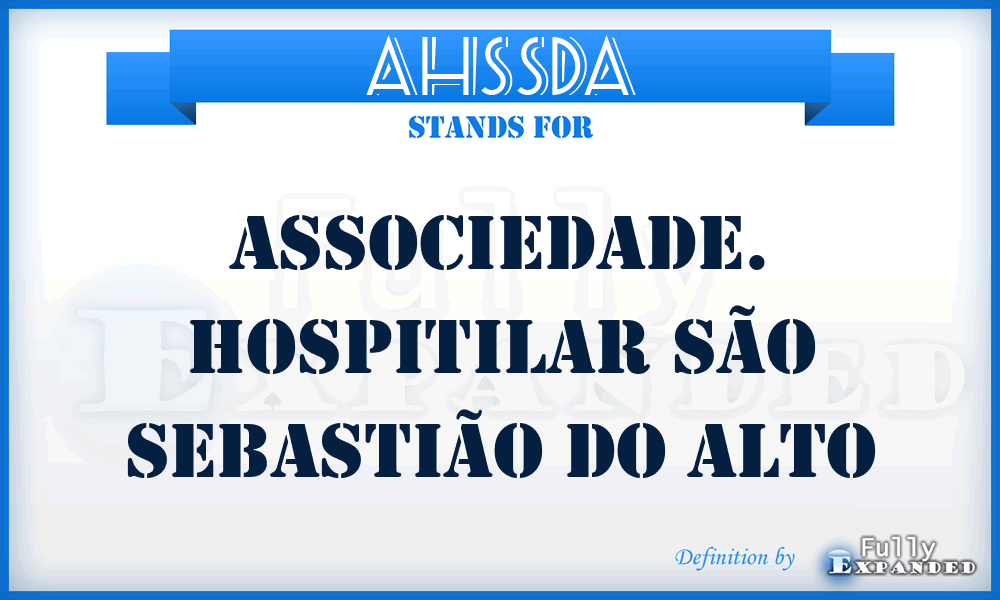 AHSSDA - Associedade. Hospitilar São Sebastião Do Alto