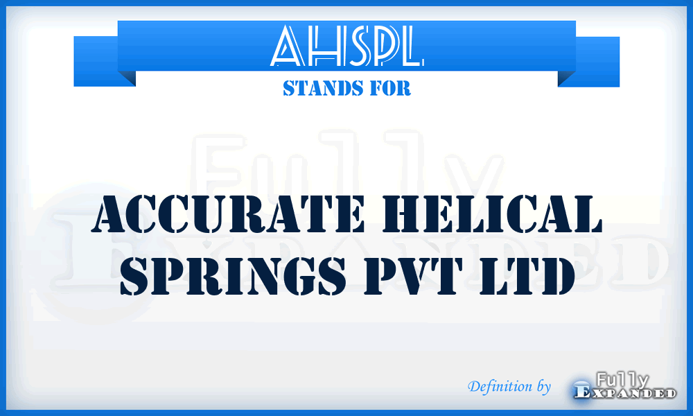 AHSPL - Accurate Helical Springs Pvt Ltd