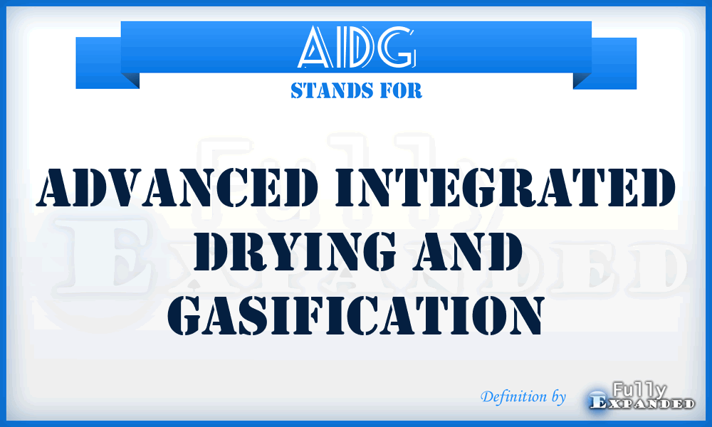 AIDG - Advanced Integrated Drying and Gasification