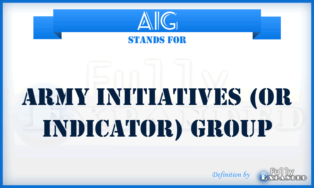 AIG - Army Initiatives (or Indicator) Group