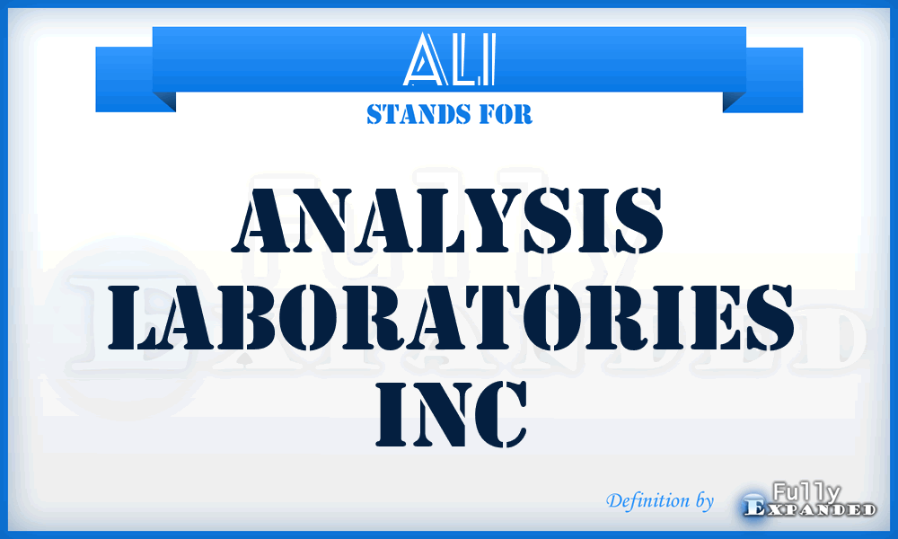 ALI - Analysis Laboratories Inc