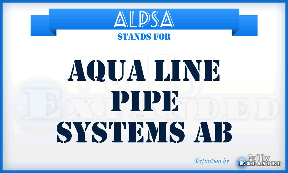 ALPSA - Aqua Line Pipe Systems Ab