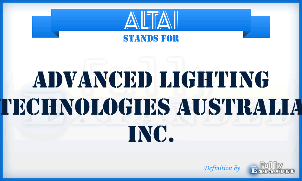 ALTAI - Advanced Lighting Technologies Australia Inc.