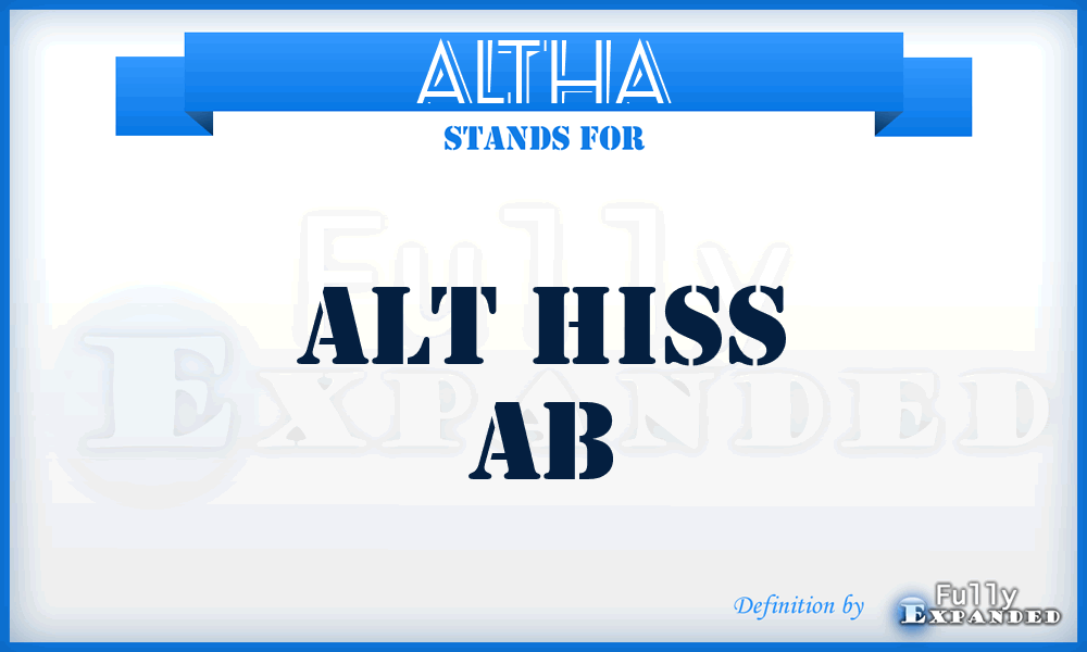 ALTHA - ALT Hiss Ab