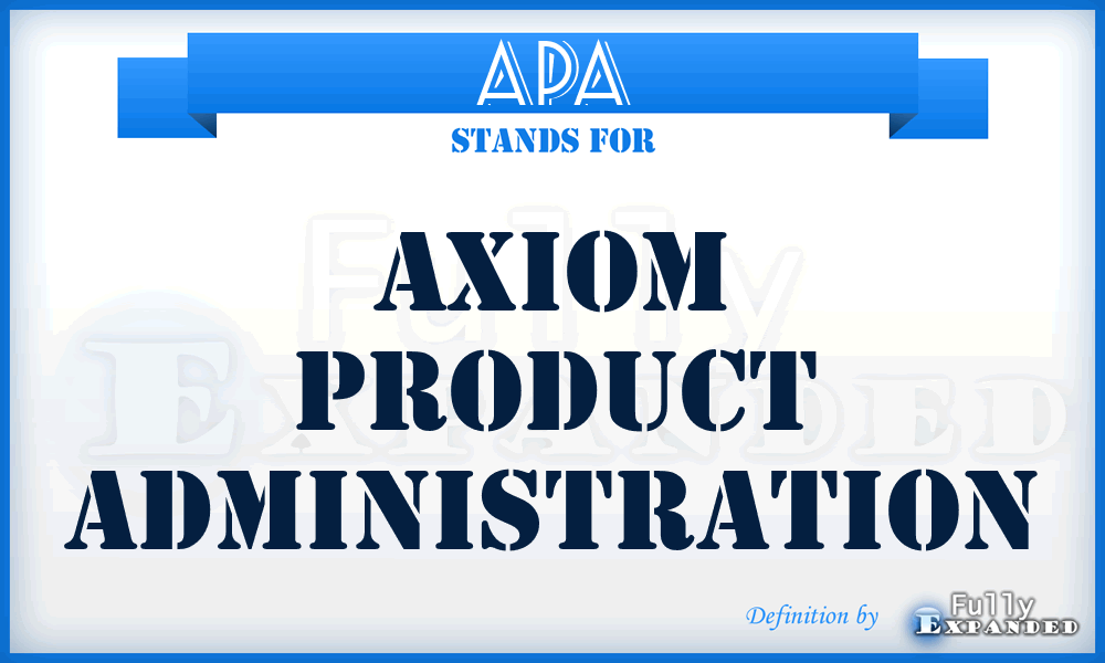 APA - Axiom Product Administration